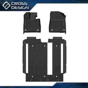CROSSDESIGN TPE Floor Mats Liners All Weather 3D Molded  | Fits 2021-25 Toyota Sienna 8 Seat Cab Fold Flat Storage | Front & 2nd Row &3rd Row ,black
