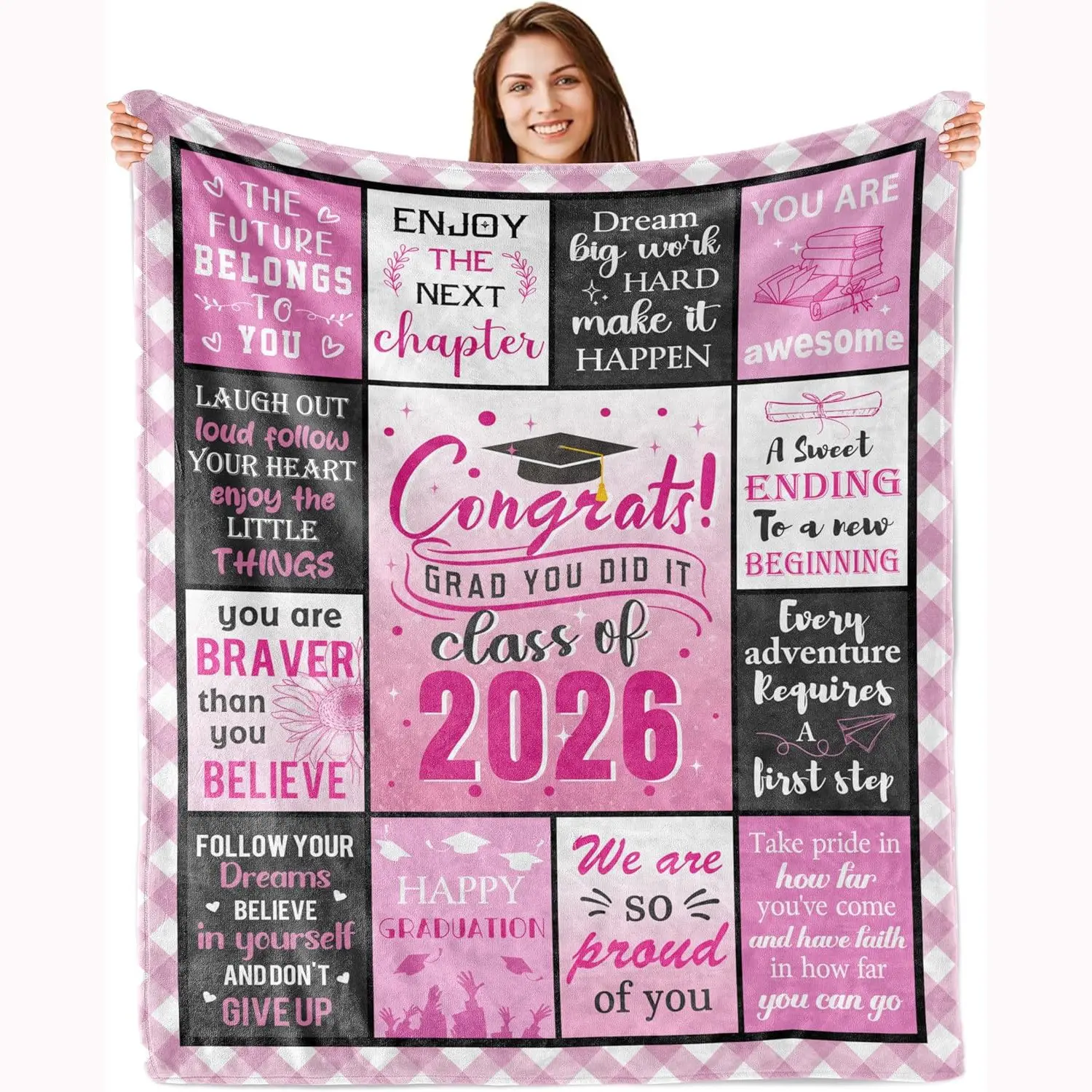 Graduation gift, 2026 graduation gift for her/females, college student gift, soft and comfortable blanket for home, office, travel, and camping use, an essential item for comfortable bedding, Inspirational Blanket, Soft Cozy Blanket, Cozy Flannel Throw