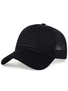 Casual Contrast Mesh Classic Baseball Cap With Adjustable Strap, Flag Patch Decor, Outdoor Sports Hat for Men and Women, Daily Use