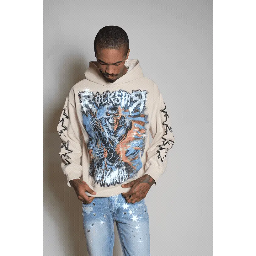 Krio Beige Rhinestone Oversized Hoodie