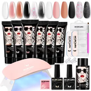 Morovan  Poly Gel Nail Kit Starter Kit with U V Lamp Complete Nail Extension for Beginners Nail Gel Nail Art Sheet