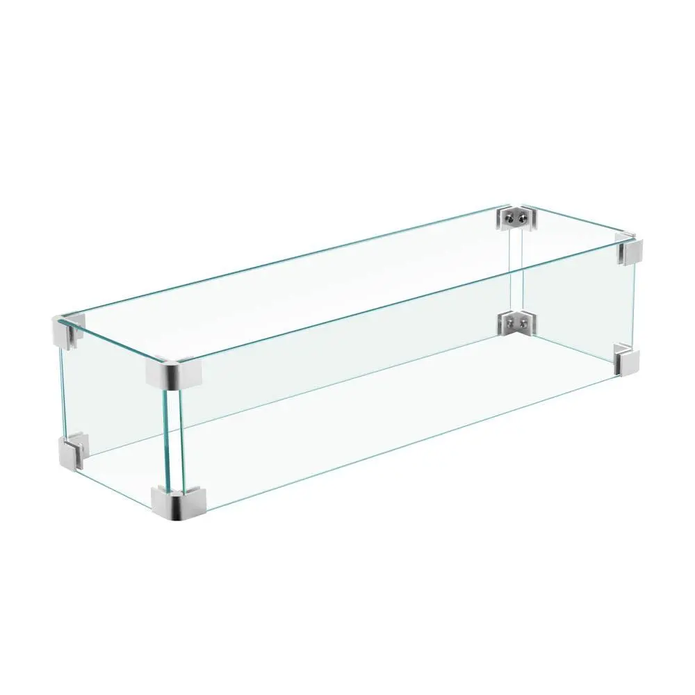 【Summerfinds】Ovios Glass Wind Guard for Fire Pit Table