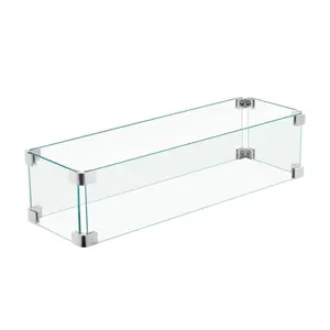 Ovios Glass Wind Guard for Fire Pit Table