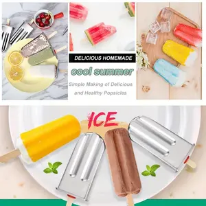6/10pcs 304 Stainless Steel Popsicle Mold Set with Lids, DIY Metal Popsicle Molds, Creative Fruit Popsicle Molds, Kitchen Tools