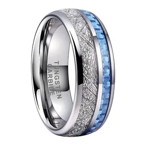 Yonifu 8mm Premium Tungsten Carbide Ring for Men with Stunning Blue Ceramic Inlay – Durable, Scratch-Resistant, and Stylish, Perfect for Weddings, Engagements, and Special Occasions