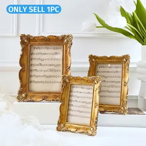 European Vintage Lace Decorative Picture Frame, Resin Material Photo Display Frame, Sturdy Frame Design, Horizontal and Vertical Use, Home Decoration