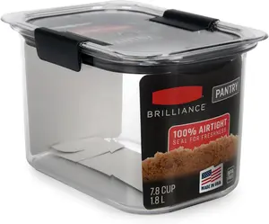 Airtight Food Storage Container 7.8 Cup – BPA-Free Leakproof Kitchen Storage Jar for Brown Sugar, Flour, Coffee & Pantry Food, Clear Durable Container with Secure Lid, Dishwasher Safe Food Organizer