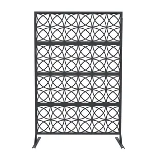 Outdoor Privacy Screen,Freestanding Metal Privacy Screen with Stand,Decorative Privacy Fence,Outdoor Privacy Panel for Deck Patio Balcony,Copper Coin