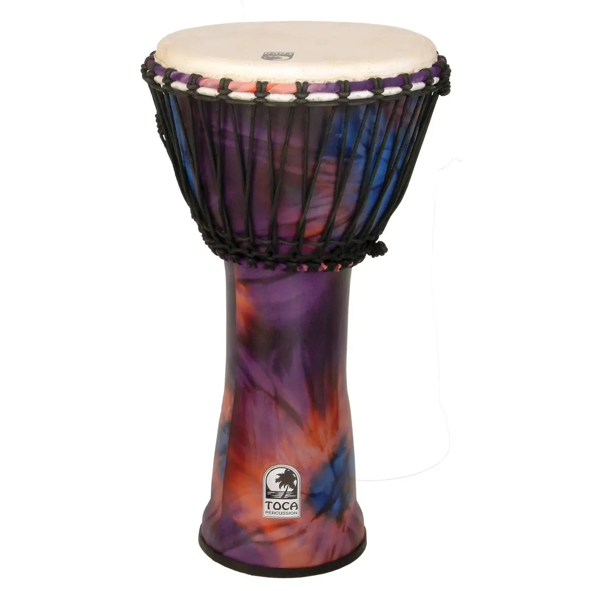 212 MAIN Toca 12-in. Freestyle Rope-Tuned Djembe Percussion Instrument - Durable Synthetic Shell, Woodstock Purple, 9 lbs, Excellent Bass Tones, Suitable for Teachers & All Levels