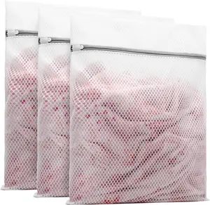 3Pcs Durable Honeycomb Mesh Laundry Bags for Delicates 16 x 20 Inches (3 Large)