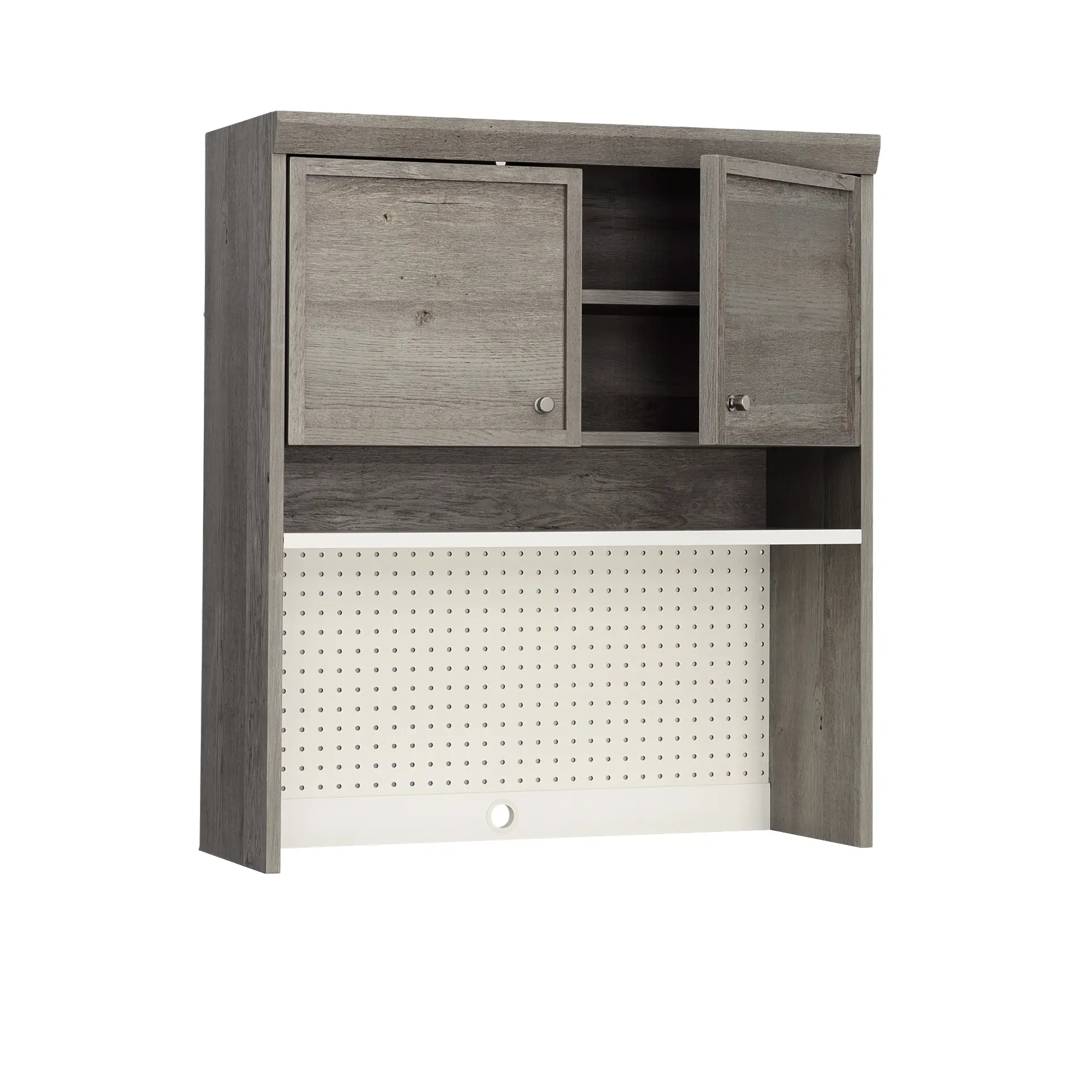 Sauder Craft Pro Series Hutch with Adjustable Shelves & Pegboard Back for Craft Rooms Home Offices & Workshops Brown Finish Durable Construction