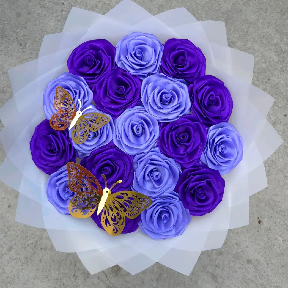 Purple and lavender Eternal Rose Bouquet Gift Rosas Flowers Decorative Room Flores with Butterfly Accents Plants