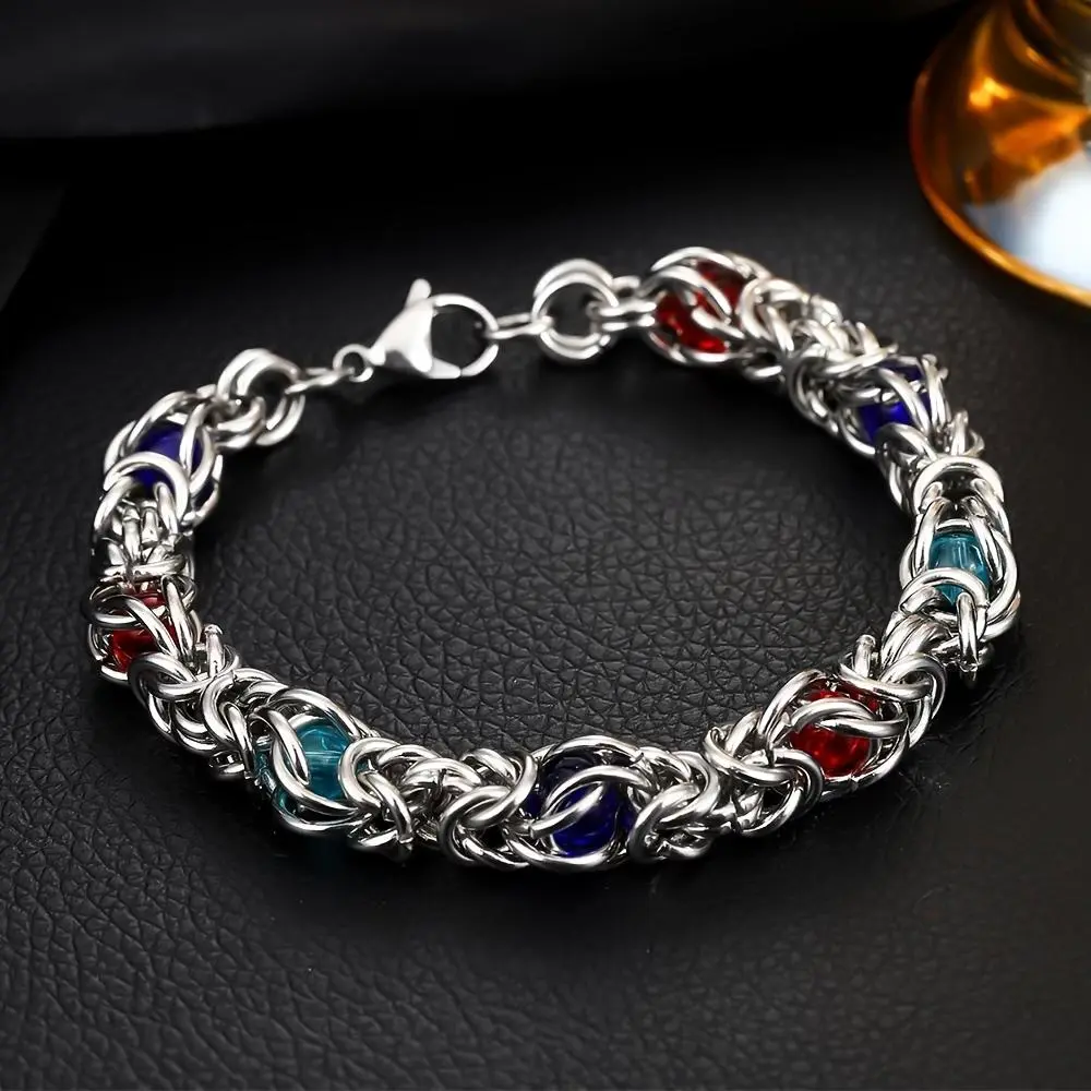 Stainless Steel Chainmail Bracelet Gothic Hip-Hop Style Unisex Wristband Durable Streetwear Jewelry for Men and Women