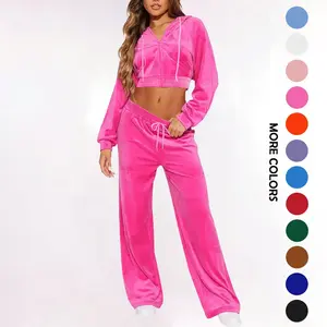 Women Sweatsuits Set Velvet 2 Piece Tracksuit Outfits Velour Jogging Long Sleeve Sweat Hoodie and Sweatpants Set Womenswear Clothes