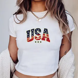 Vintage USA Flag Graphic Baby Tee, Distressed America Patriotic Tee, Retro 4th of July Outfit, Freedom Stars Stripes.
