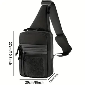 Men's Black Concealed Carry Gun Holster Sling Bag, Small Pistol Backpack Chest Bag, Travel, Sports, Hiking Crossbody Shoulder Bag - Nylon with Zipper Closure