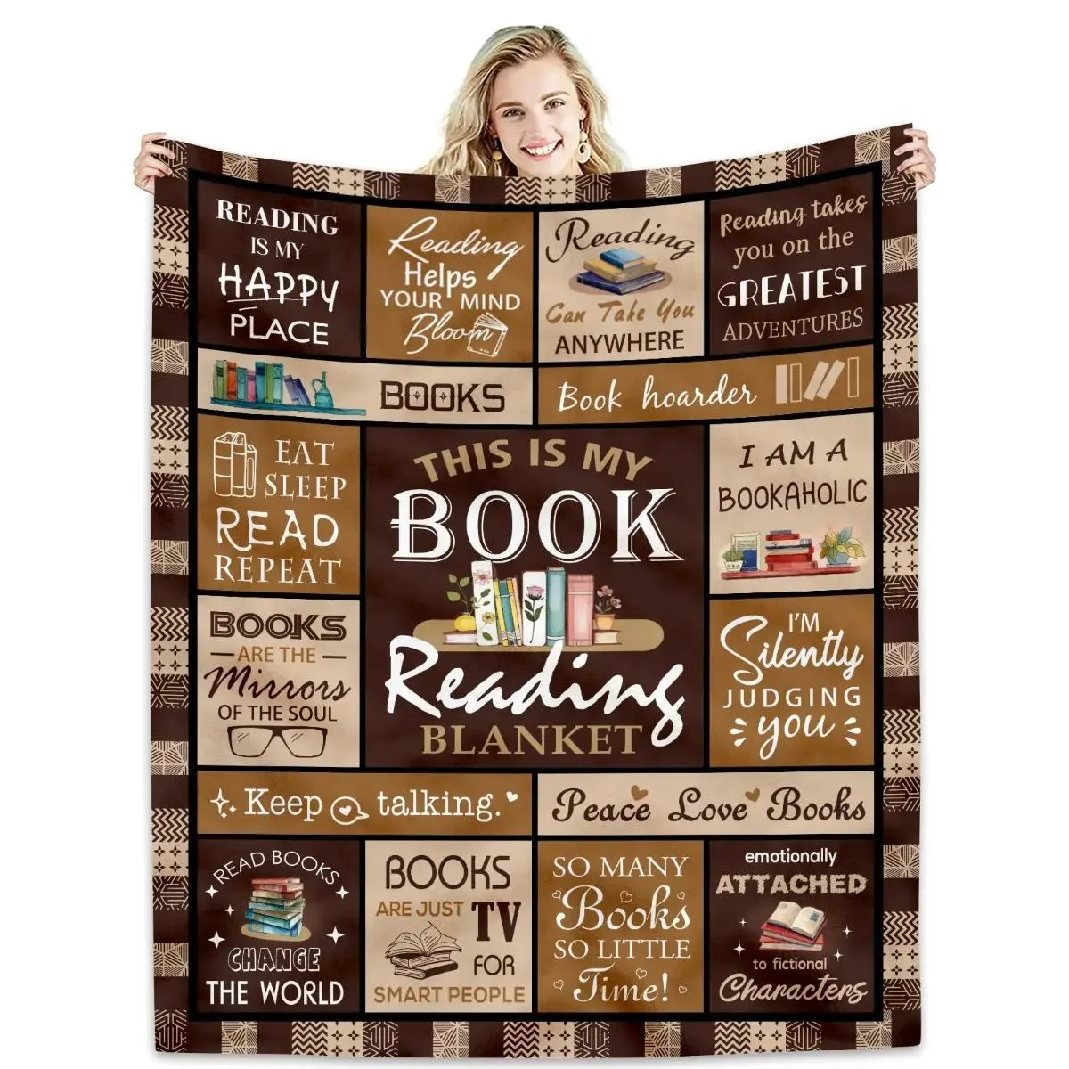 Book Lovers Gift Flannel  Blanket- Best Gifts for Readers,Book Accessories and Stuff,Bookish Literary Present Ideas,Reading Blanket