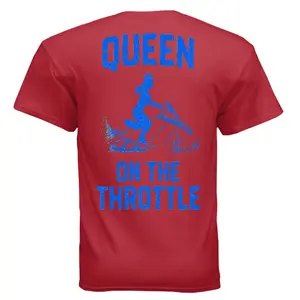 Queen Of The Throttle T-Shirt - Classic Fit Short Sleeve Crew Neck Summer Top for Women - 100% Preshrunk Cotton - Green & Grey Options