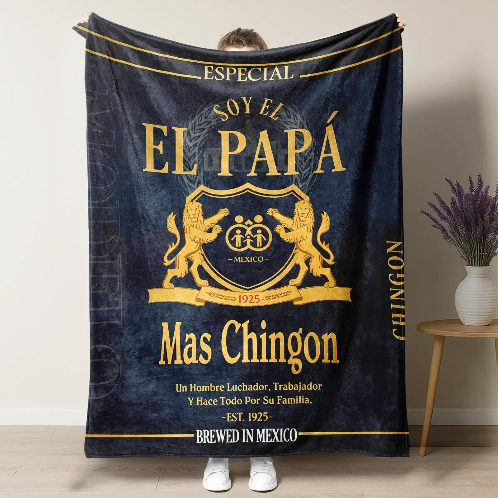 Dad Theme "Más Chingón" Printed Flannel Blanket - Comfy, Gentle Soft, Printed, Slogan, Soft Throws Style, Father's Day Gift, Machine Washable, Comfy Blankets, Gentle Soft Blanket