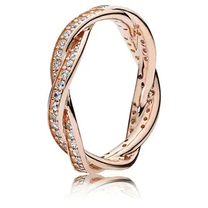 Pandora Rose Ring Twist Of Fate With Clear Cubic Zirconia 180892CZ-50