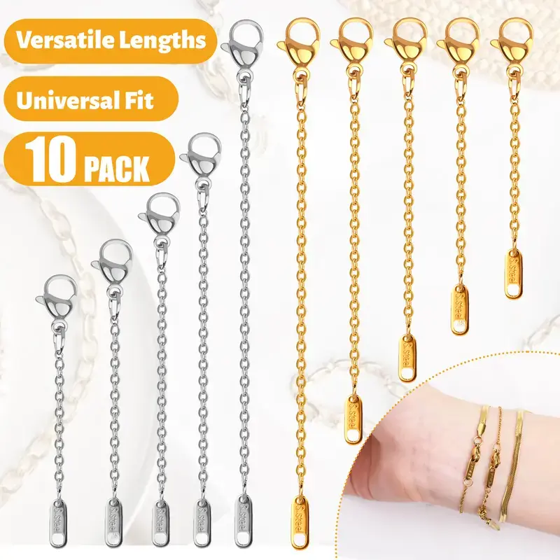 18K Gold Plated Necklace Extender Chain 3 Piece Set 2 4 6 Inch for Women Jewelry Making Bracelet Anklet DIY Adjustable Jewelry Extender Kit