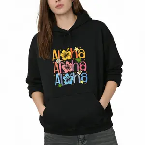 Shaka and Hibiscus Printed Women’s Hoodie – Perfect Cute Aloha Hoodie for Summer