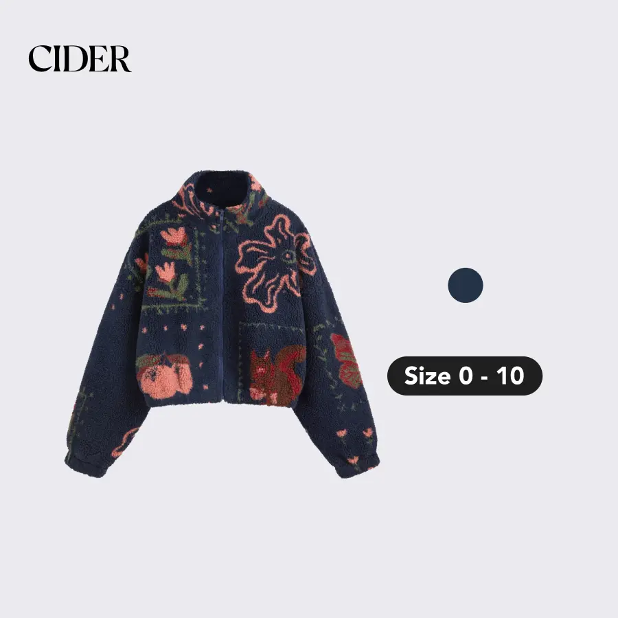 Cider [size 0-10] Fleece High Neck Graphic Zipper Jacket [LIVE ONLY] SummerFinds