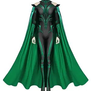 Women's Super Villain Goddess Costume Halloween Cosplay Fitted Jumpsuit Bodysuit