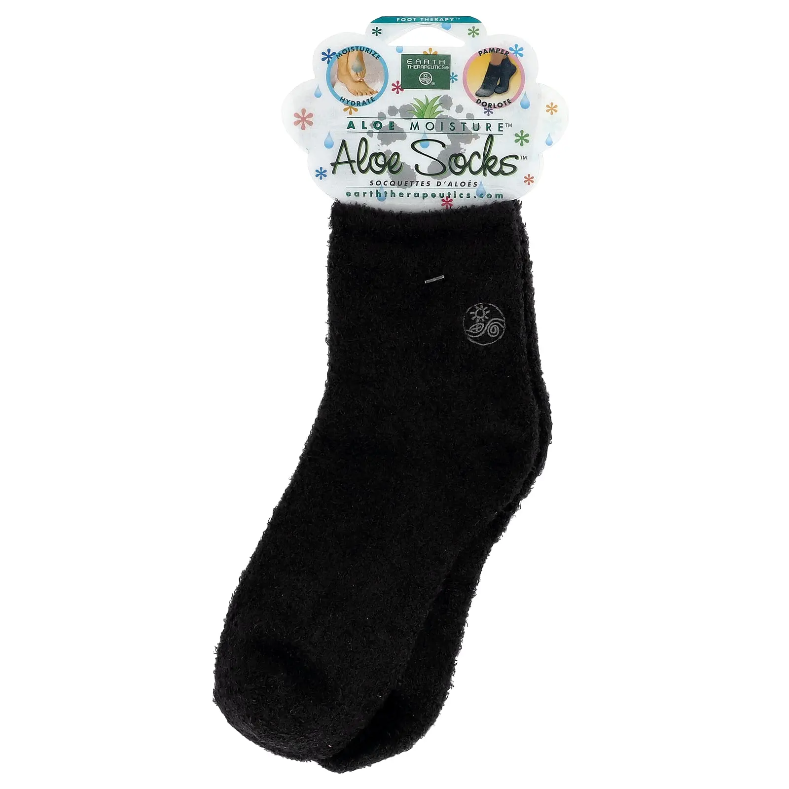 Earth Therapeutics Aloe Moisture™, Aloe Socks™, Black, 1 Pair