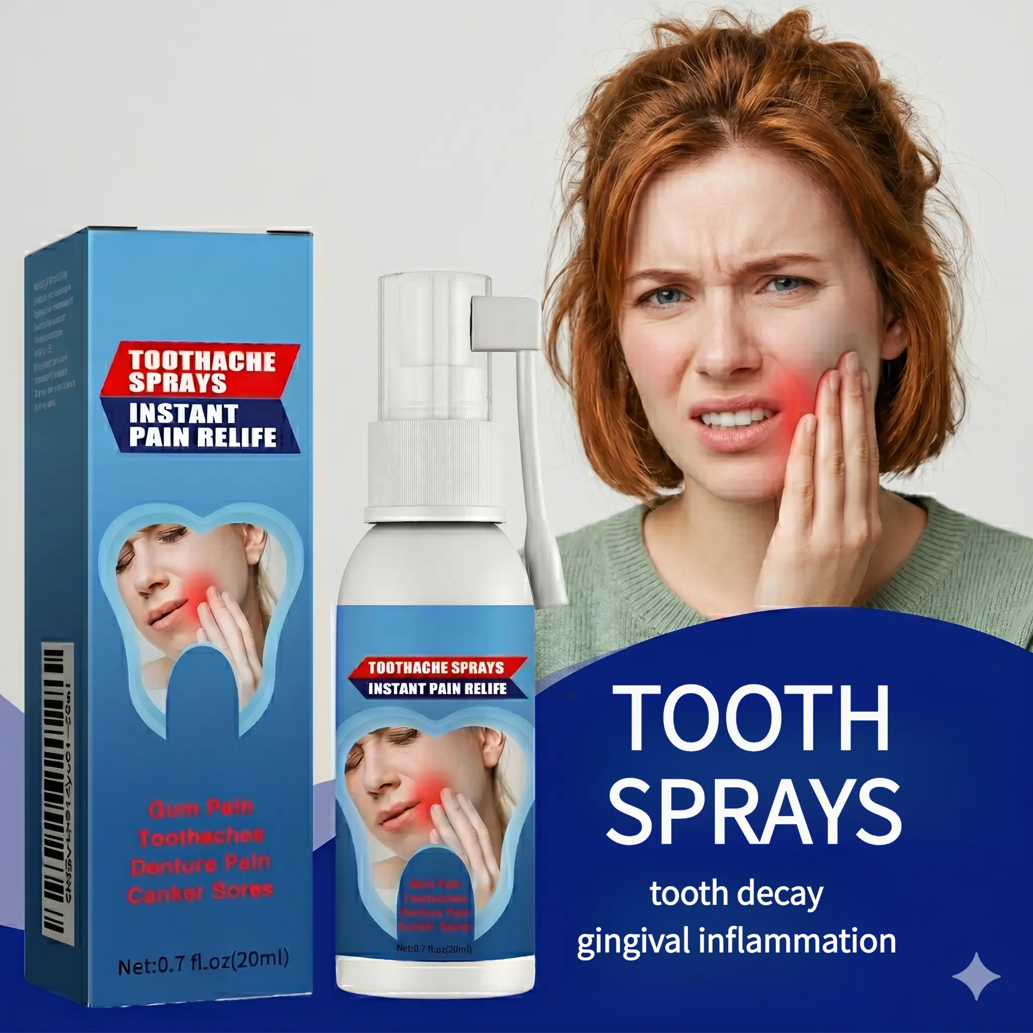 Peppermint Menthol Oral Care Spray (20g) - Alcohol-Free, Unscented, Gentle Daily Care Formula, Fast Gum Recovery, Anti-Inflammation Defense, Anti-Cavity, Fresh Breath Boost with Mentha Piperita Extract