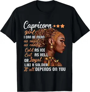 Women's 100% Cotton Short-Sleeve Round Neck Top - Soft Fabric, Comfortable Fit, Casual Clothes, Capricorn Birthday Gift for Dec-Jan Girls