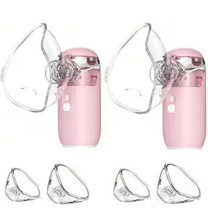 2PCS USB PINK Portable Household Humidifier, Handheld Ultrasonic Mist Maker For Mouth & Nose, USB Rechargeable