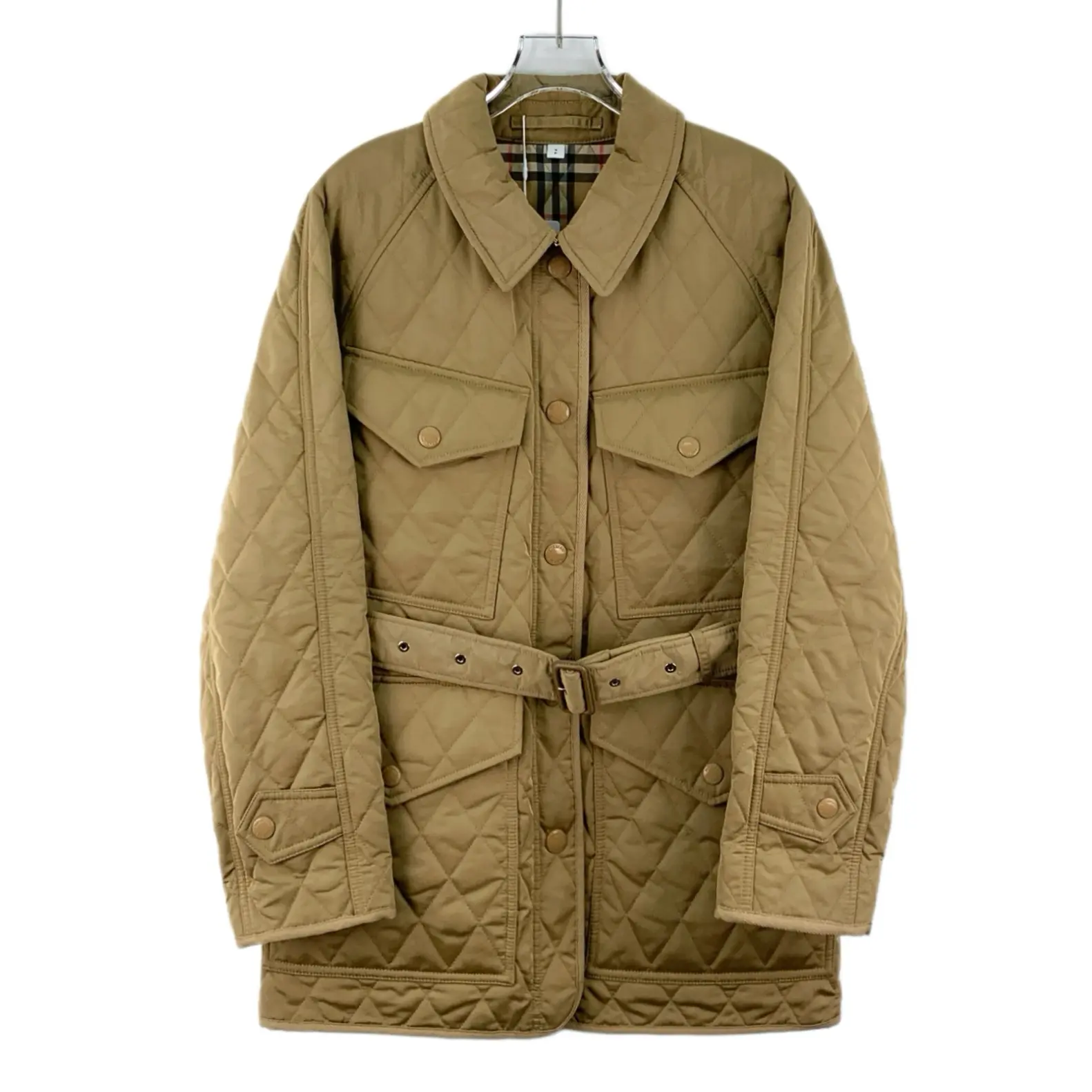RDLT— Burberry Brown Diamond Quilted Belted Jacket Size S