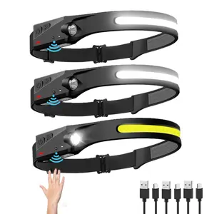 GigToolStore - Rechargeable Headlamp, 230° Wide Beam Head Lamp, Motion Sensor LED Headlamp Rechargeable, 5Mode Headlamps for Adults, Bright Head Lights for Forehead, Headlight