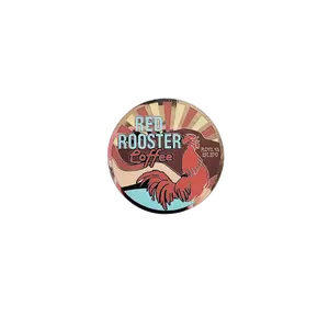 Red Rooster Coffee Sunset Enamel Pin 1.25 Inch Diameter Gold Plated Military Clutch Back
