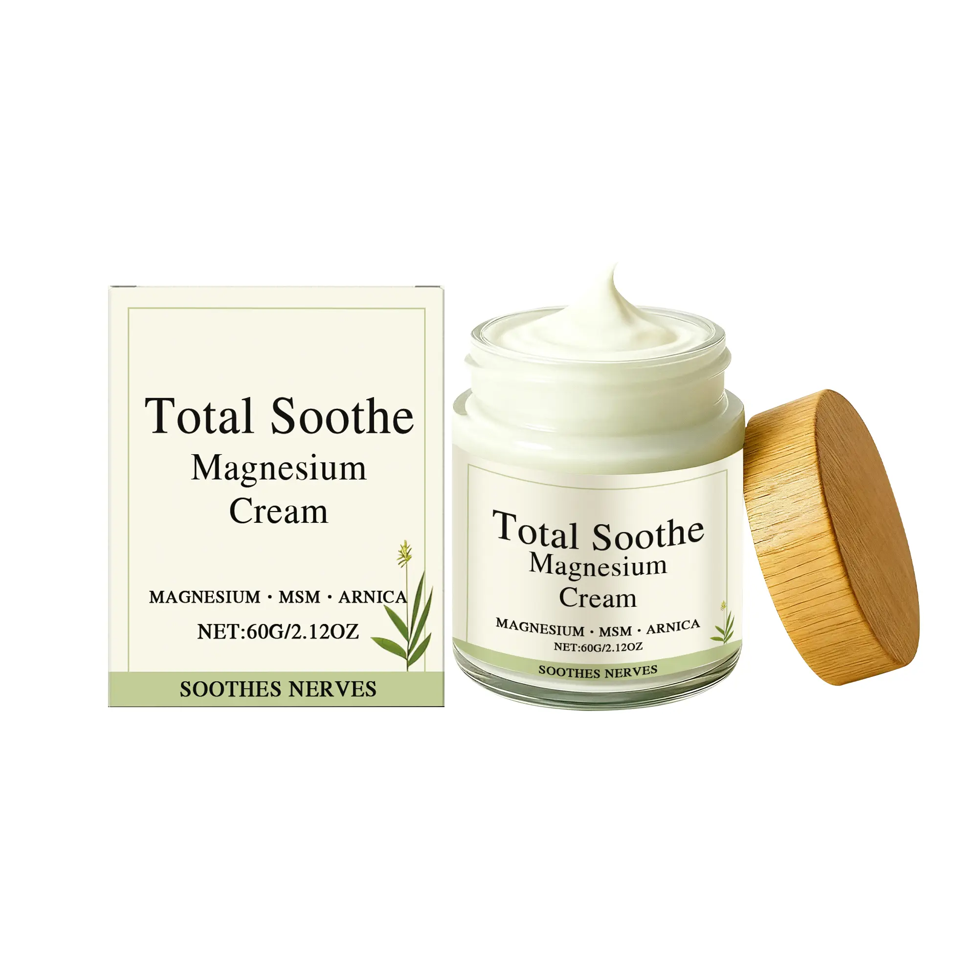 Total Soothe Magnesium Cream 60g - Natural Topical Cream with Magnesium, MSM & Arnica for Nerve Soothing, Muscle & Joint Relief