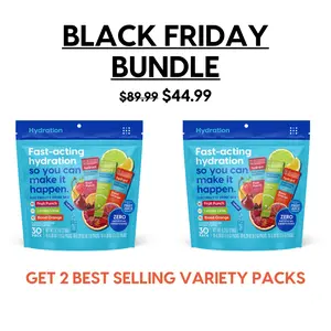 2-for-1 Bundle - Hydrant Low Sugar Electrolyte Drink Mix | 2 Variety Packs | Real Fruit Juice, No Stevia