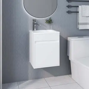 White Bathroom Floating Vanity with Sink and 1 Door