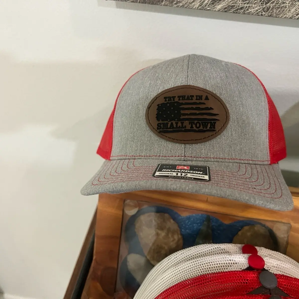 Custom leather patches on Richardson 112