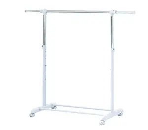 Adjustable Rolling Garment Rack Metal Chrome Laundry Rack 84-121Wx44Dx123.5-163Hcm, Compact Design for Versatile Use