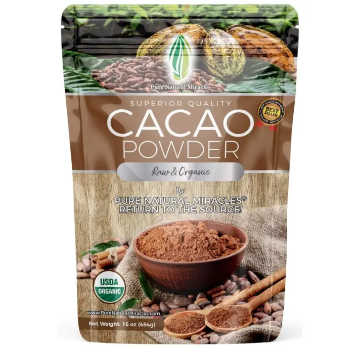 Pure Natural Miracles Cacao Powder Organic - Cocoa Powder Unsweetened - Organic Cocoa Powder - Raw Cacao Powder Organic - Ceremonial Cacao - 16oz