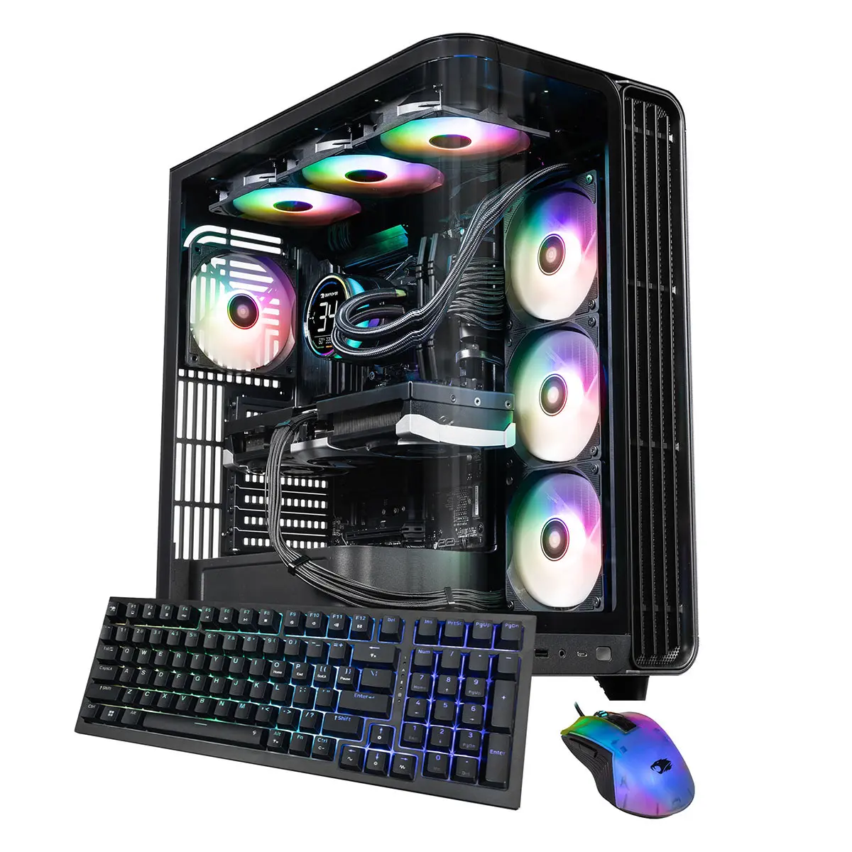 iBUYPOWER Trace TBA7R97XT01 Liquid Cooled Gaming Desktop Computer, AMD Ryzen 7 9800X3D 4.7GHz, 32GB RAM, 2TB SSD, AMD Radeon RX 9070XT 16GB, Windows 11 Home, Black