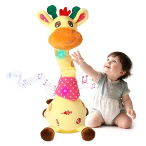 Easter Giraffe Plush Stuffed Animals Toy Dancing and Talking Repeats What You Say Cute Girly Gifts For Easter Birthday Children's Day(Talking Giraffe)