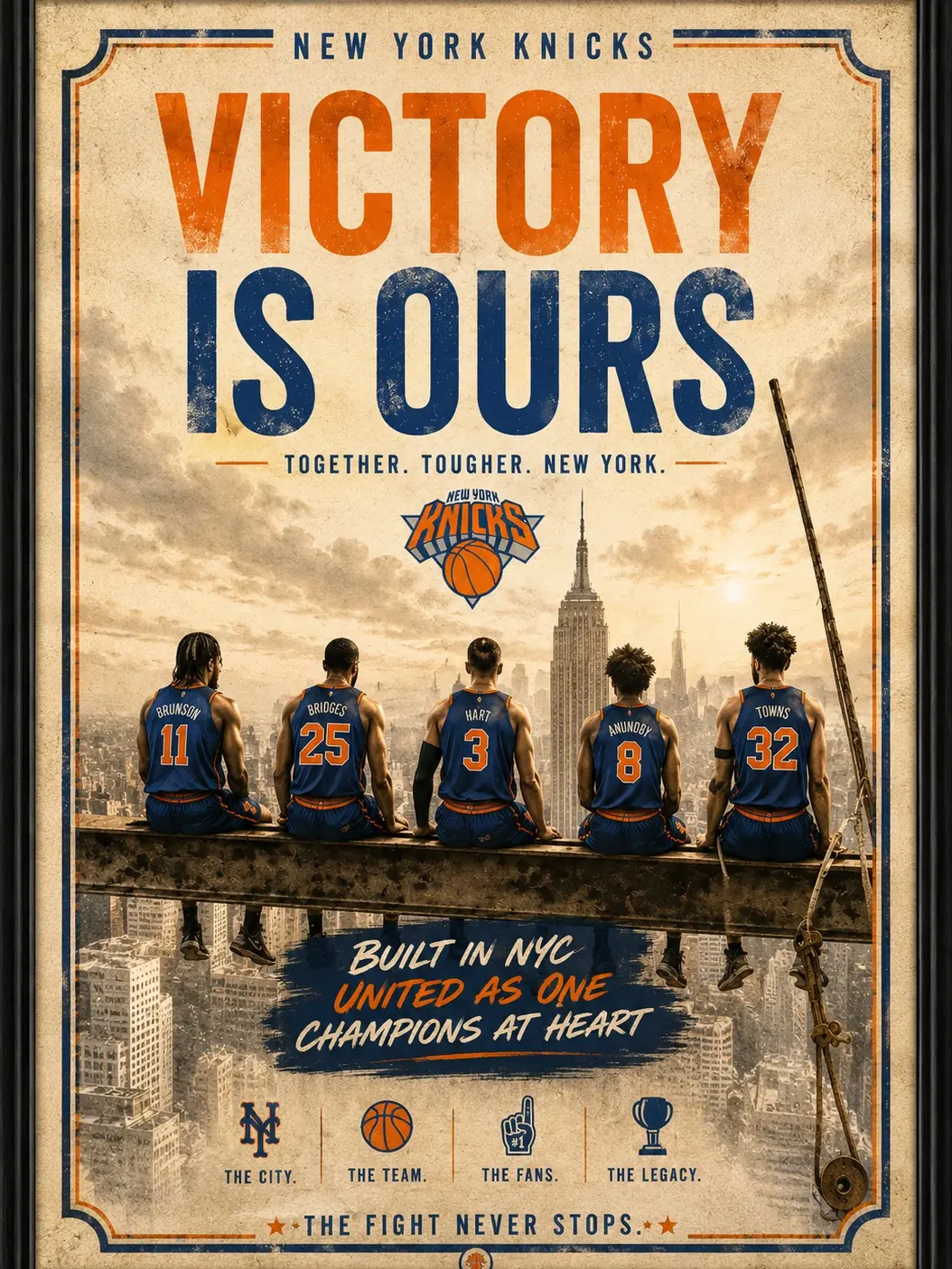 New York Knicks Victory Is Ours Vintage Poster | Basketball Wall Art | NBA Fan Gift | Man Cave Decor sohochic