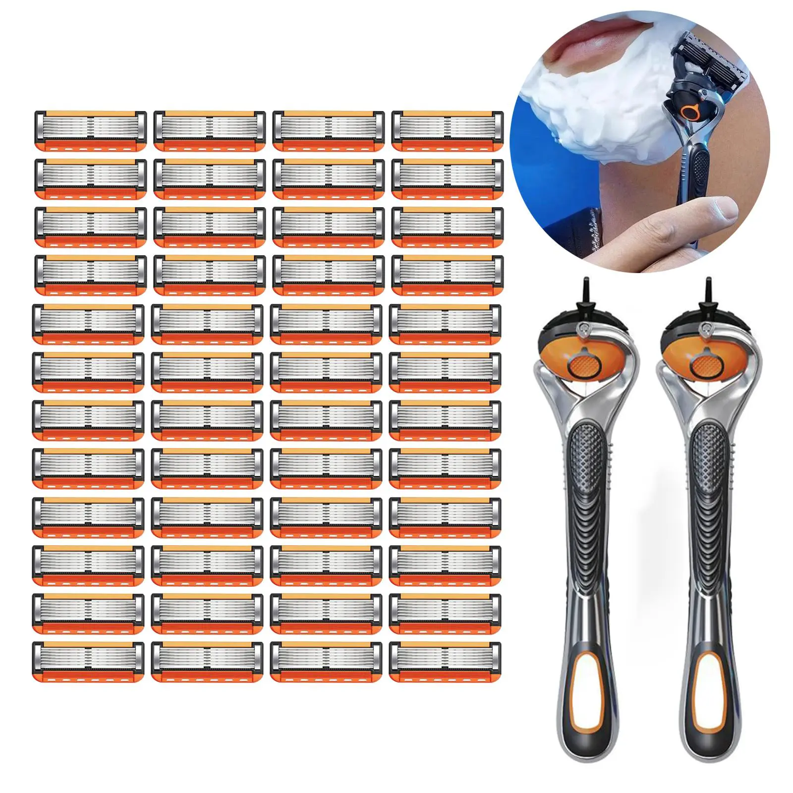 Sharp Handheld Razor Blade,Razor Blade & Handle,Men's Razor Blade Replacement,Head Shaver,Stainless Blades.