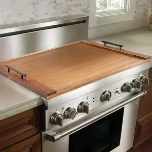 VEVOR Noodle Board Stove Cover, Stove Top Cover Board for Gas Burner & Electric Stove, Acacia Wood Cutting Board with Handles, RV Stovetop Cover/Kitchen Sink Cover for Counter Space & Tray, Natural
