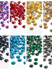 Flat-back crystal rhinestone round gemstones, used for nail art and craft glue fixation, Easy Fixation, vibrant multi-color glass rhinestones, diameter 2.0-6.0mm, SS6-SS30 size, Varying Sizes / 1440/288 pieces per pack, DIY Rhinestone, Nail Art Design