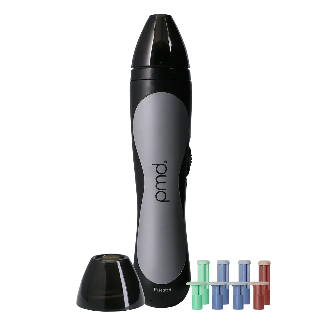 Personal Microderm Man - PMD Beauty microdermabrasion facial and body tool for exfoliation and spinning discs for all skin types + black head suction removal at home
