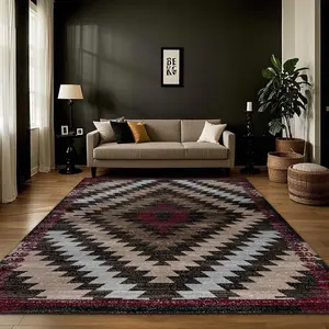 Vintage Herringbone Pattern Rug, Non-slip Soft Floor Mat, Decorative Carpet for Home Living Room Bedroom, Vanity Decor Accessories