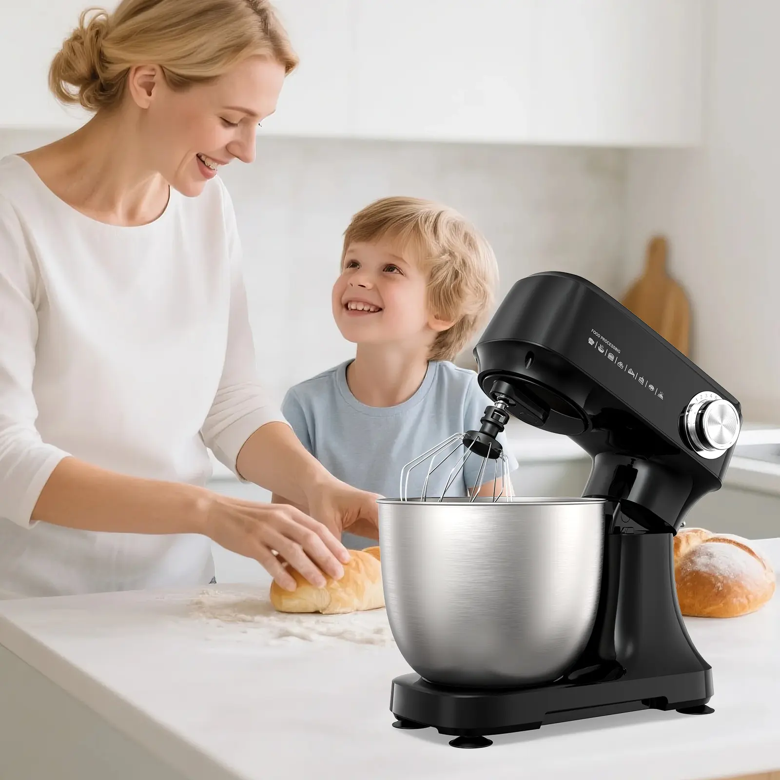 Stand Mixer fun 4.8 qt Electric Food Mixer 12 Speeds Portable Lightweight Kitchen Mixer With Egg Whisk Dough Hook Flat Beater Household Appliances Steel Construction